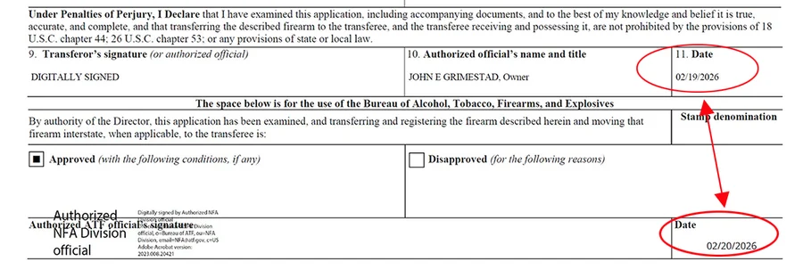 ATF Form 4 approved in 1 day