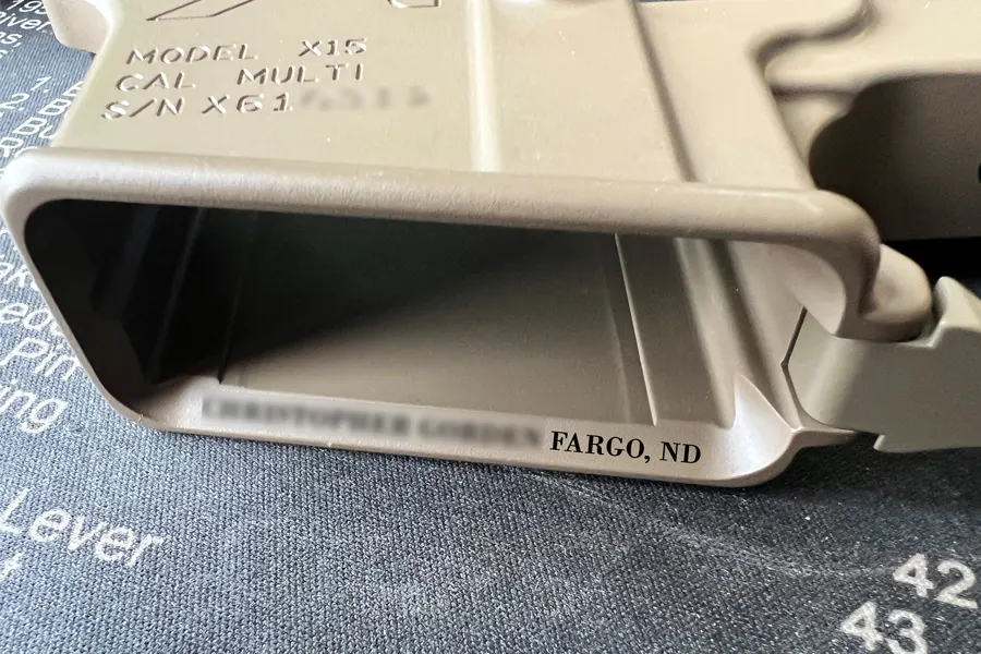 NFA trust engraving on AR lower receiver - Fargo ND